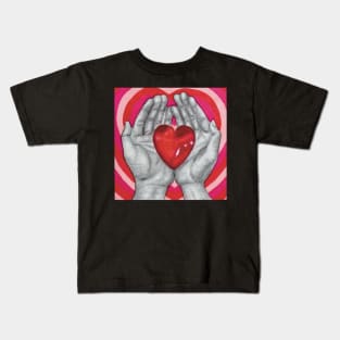 Heart on hand illustration aesthetic Kids T-Shirt